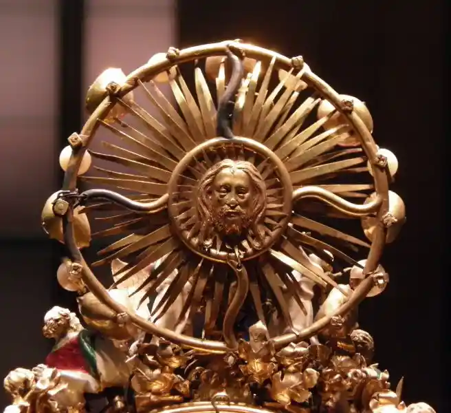 Solar disc with man on the center on the holy thorn reliquary